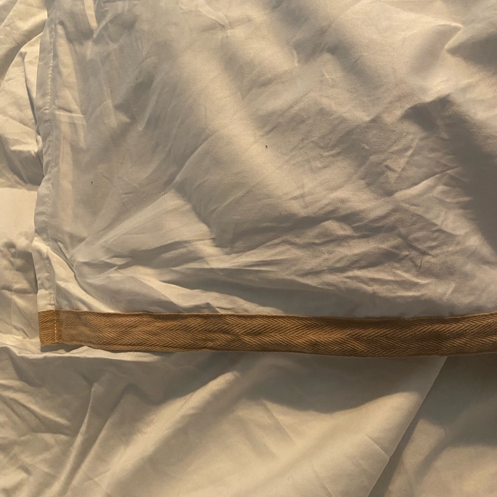 Serena & Lily Baby Border Frame Crib Skirt Taupe & White 100% Cotton Neutral